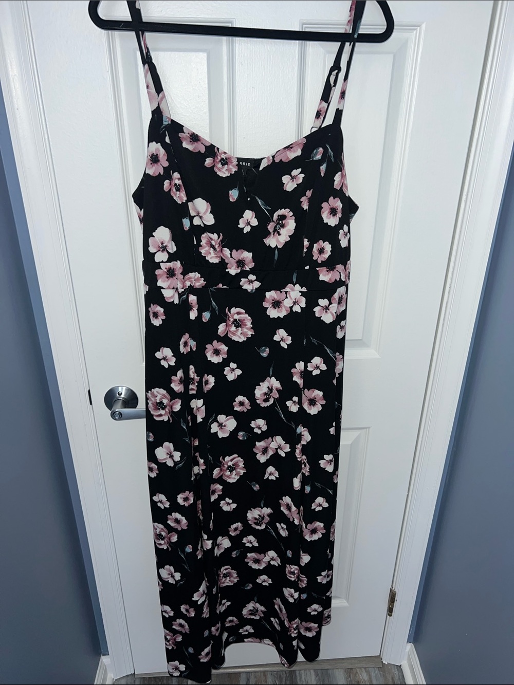 Torrid Black Floral Maxi Dress with Pink Blossoms